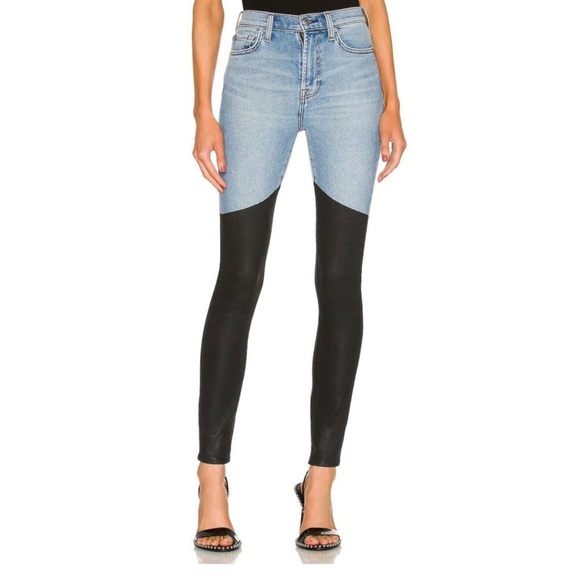 7 For All Mankind Luxe Vintage High Rise Skinny Jeans Two tone Size 24 NWOT - Picture 1 of 16